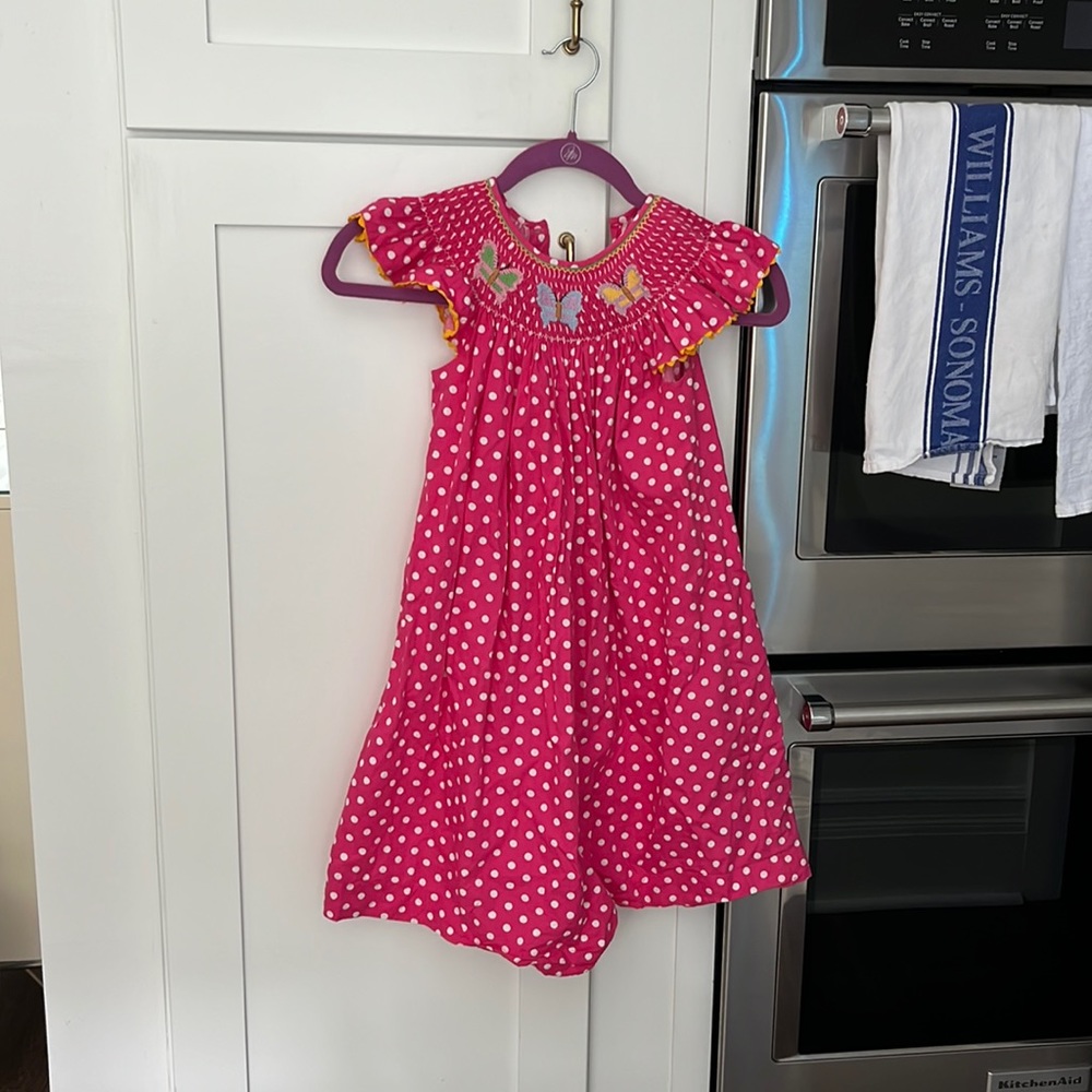 Pink Polka Dot Smocked Butterfly Dress Mom & Me